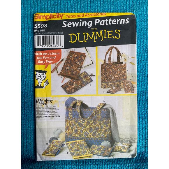 Simplicity Sewing pattern 5598 tote purse bag - Picture 1 of 5